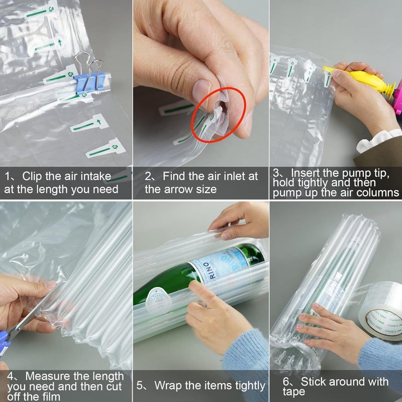 LOCKED AIR Inflatable Bubble Cushioning Wrap Roll Wine Bottle Protector, Packing Materials for Shipping and Moving Glass Fragile Items, 15.7 Inches *164 Feet Large Wide Liquor Travel Bags Alcohol Shipper - Image 4